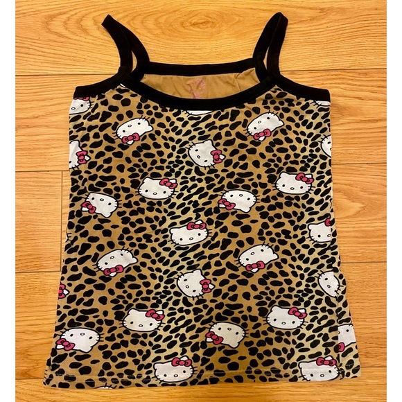 Sanrio Hello Kitty face & leopard print lounge tank top M/L kawaii - Picture 1 of 3